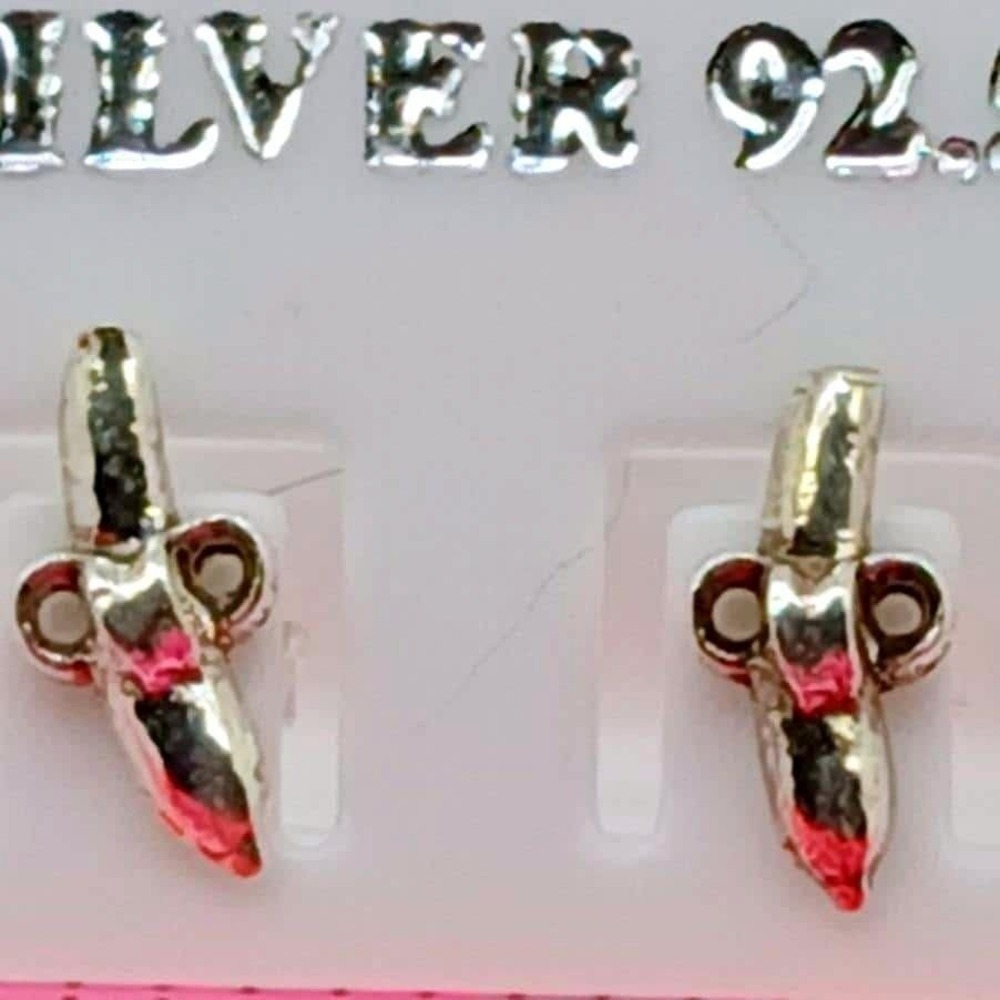 Vintage 90s Sterling‎ Silver Banana Stud Earrings 925 Fruit Food Novelty Jewelry